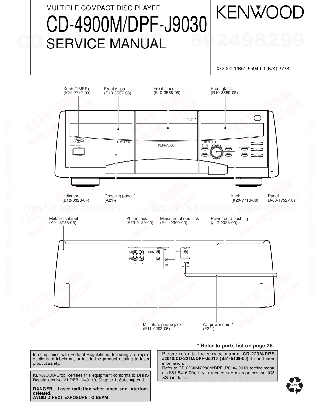 建伍KENWOOD DPF-J9030 CD播放机电路图-0 建伍KENWOOD DPF-J9030 CD播放机电路图-0