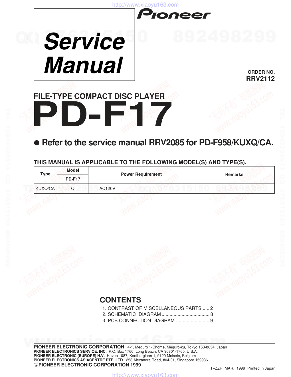 先锋PIONEER PD-F17音响电路图-0 先锋PIONEER PD-F17音响电路图-0
