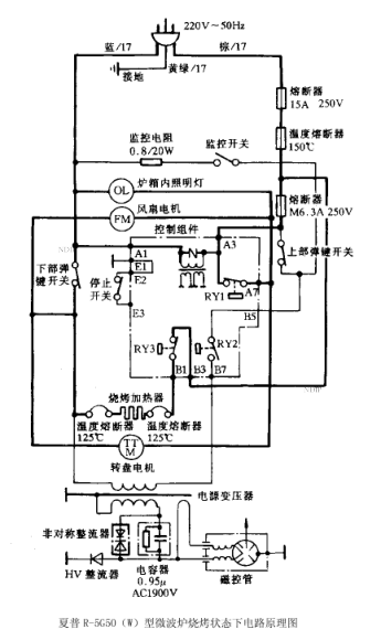 夏普R-5G50（W）型烧烤微波炉电路原理图-1