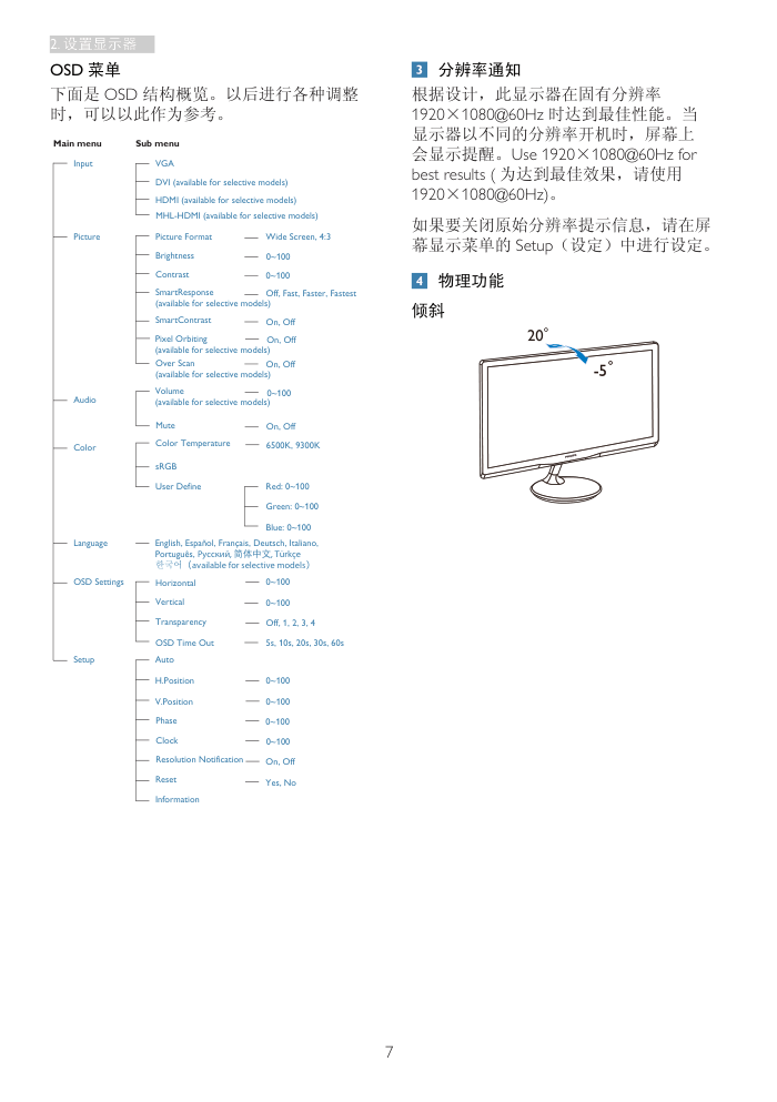 飞利浦231C5TJKFU93液晶显示器说明书-8