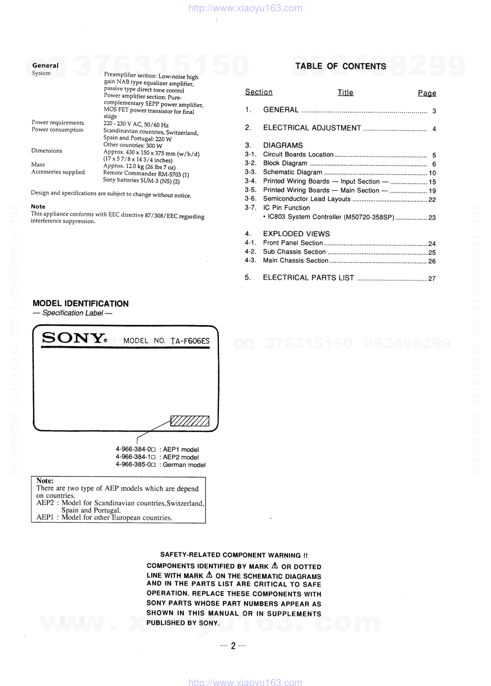 索尼SONY TA-F606ES音响电路原理图-1 索尼SONY TA-F606ES音响电路原理图-1