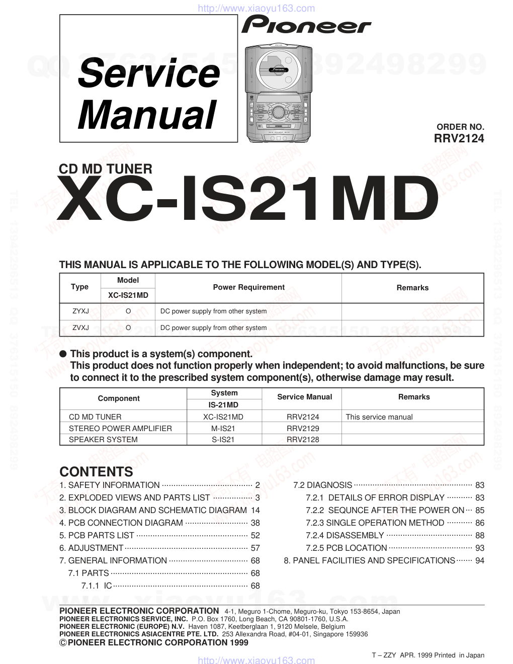 先锋PIONEER XC-IS21MD电路图-0 先锋PIONEER XC-IS21MD电路图-0