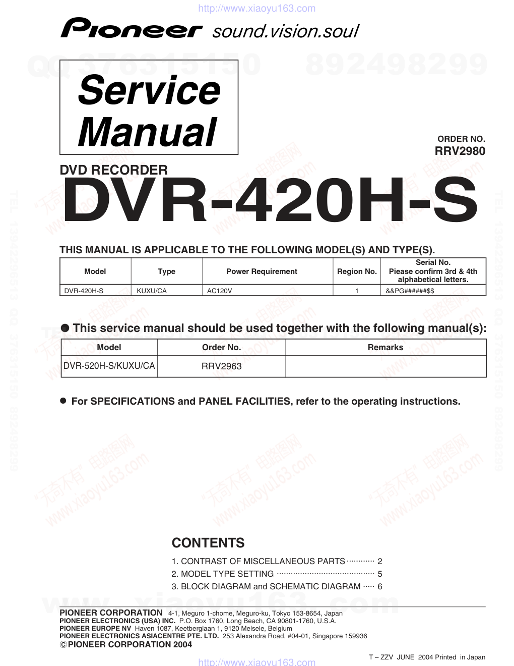 先锋PIONEER DVR-420H-S音响电路图-0 先锋PIONEER DVR-420H-S音响电路图-0
