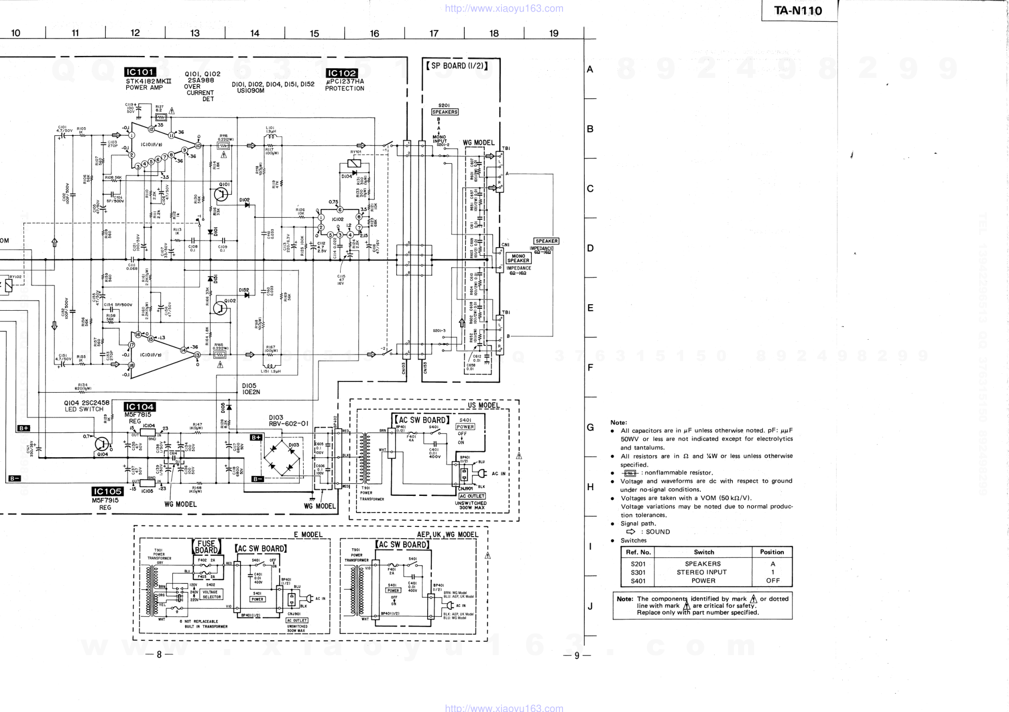 索尼SONY TA-N110音响电路原理图-6 索尼SONY TA-N110音响电路原理图-6
