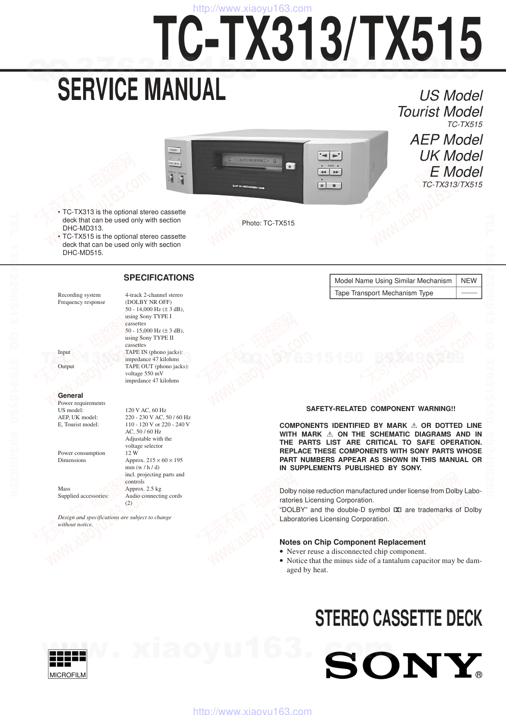 索尼SONY TC-TX313电路图-0 索尼SONY TC-TX313电路图-0