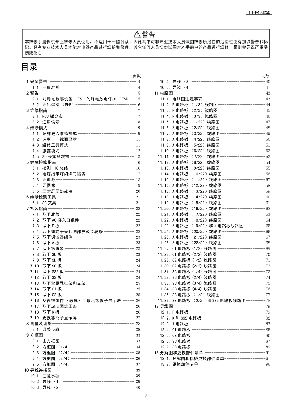 松下TH-P46S25C等离子电视(GPF13DA机芯)维修手册-2 松下TH-P46S25C等离子电视(GPF13DA机芯)维修手册-2