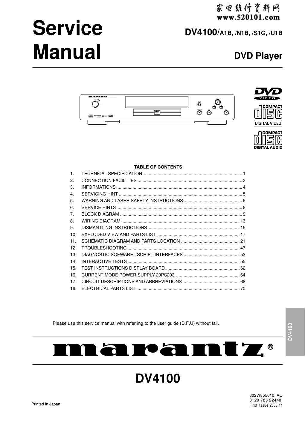 马兰士MARANTZ DV4100N1B音响电路图-0