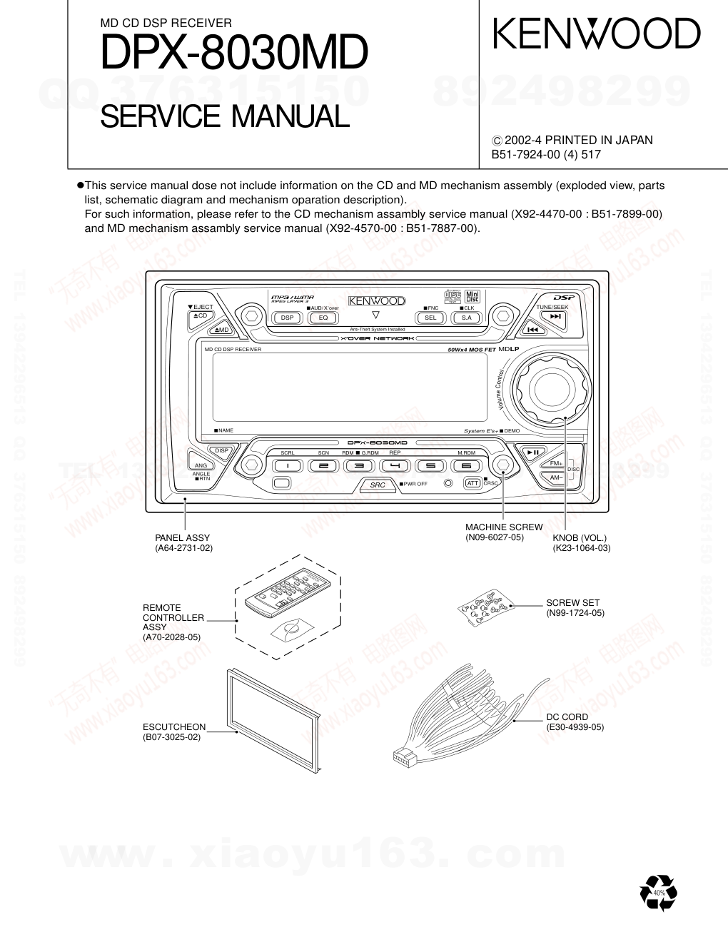 建伍KENWOOD DPX-8030MD MDCD读写机电路图-0 建伍KENWOOD DPX-8030MD MDCD读写机电路图-0