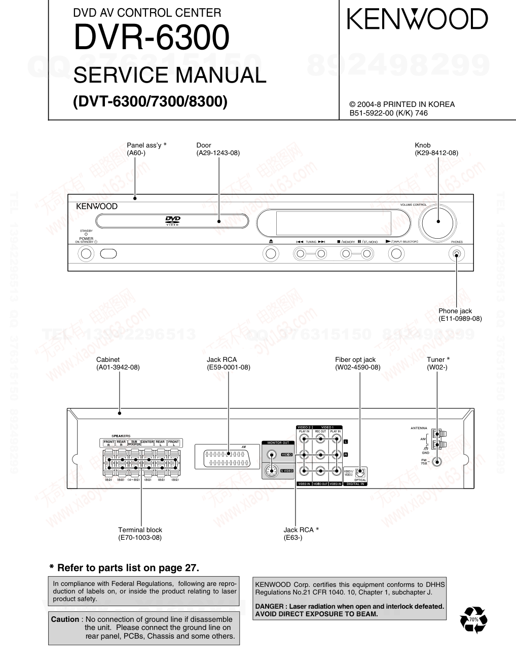 建伍KENWOOD DVR-6300 DVDAV控制中心维修手册-0 建伍KENWOOD DVR-6300 DVDAV控制中心维修手册-0