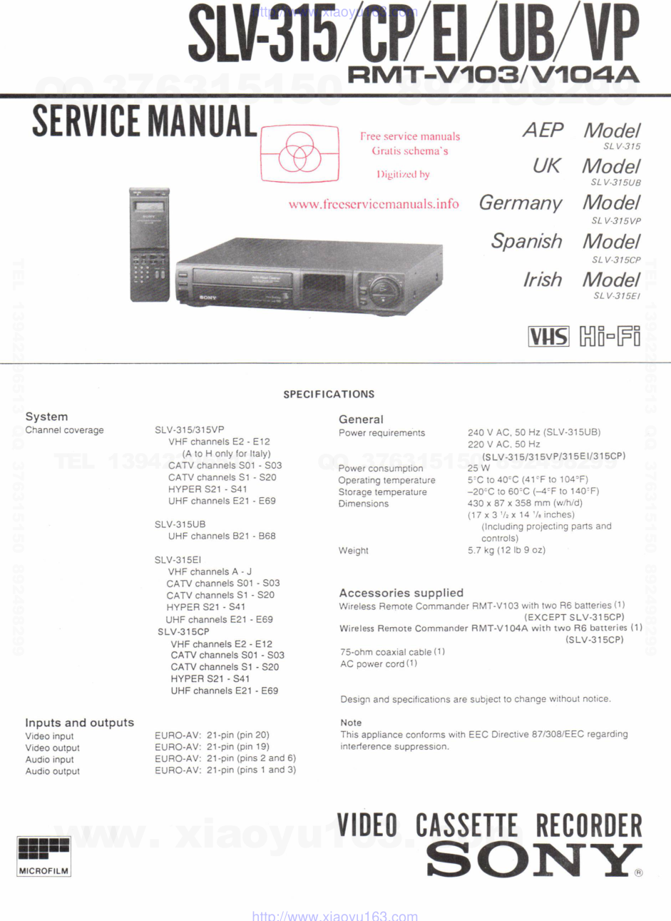 索尼SONY SLV-EI录像机维修资料-0