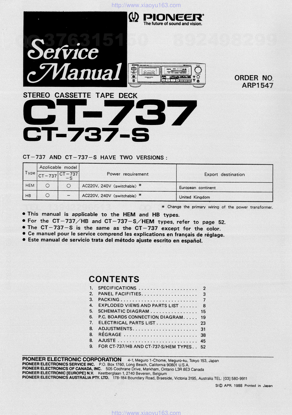 先锋PIONEER CT-737-S电路图-0