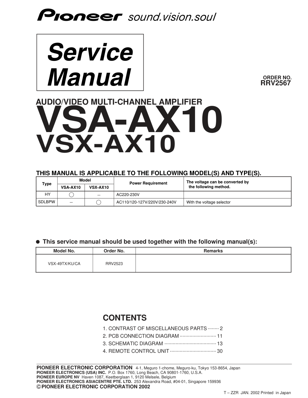 先锋PIONEER VSX-AX10电路图-0 先锋PIONEER VSX-AX10电路图-0