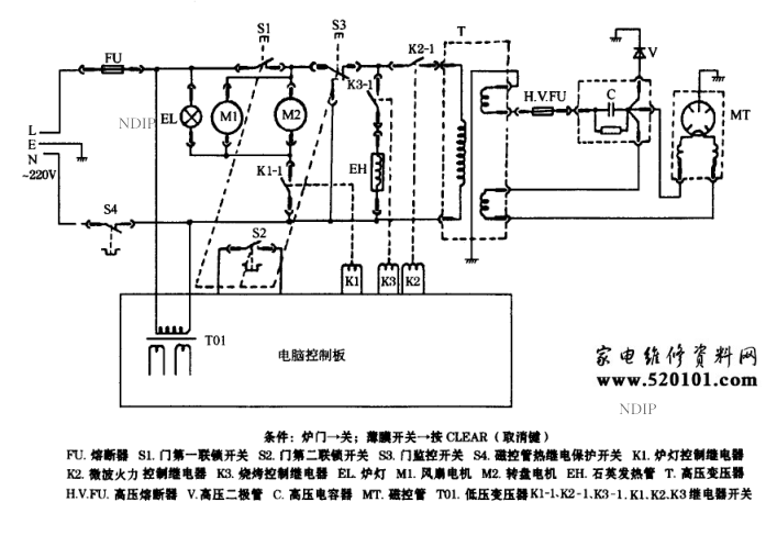 格兰仕WD800B电脑式烧烤型微波炉电路图-0