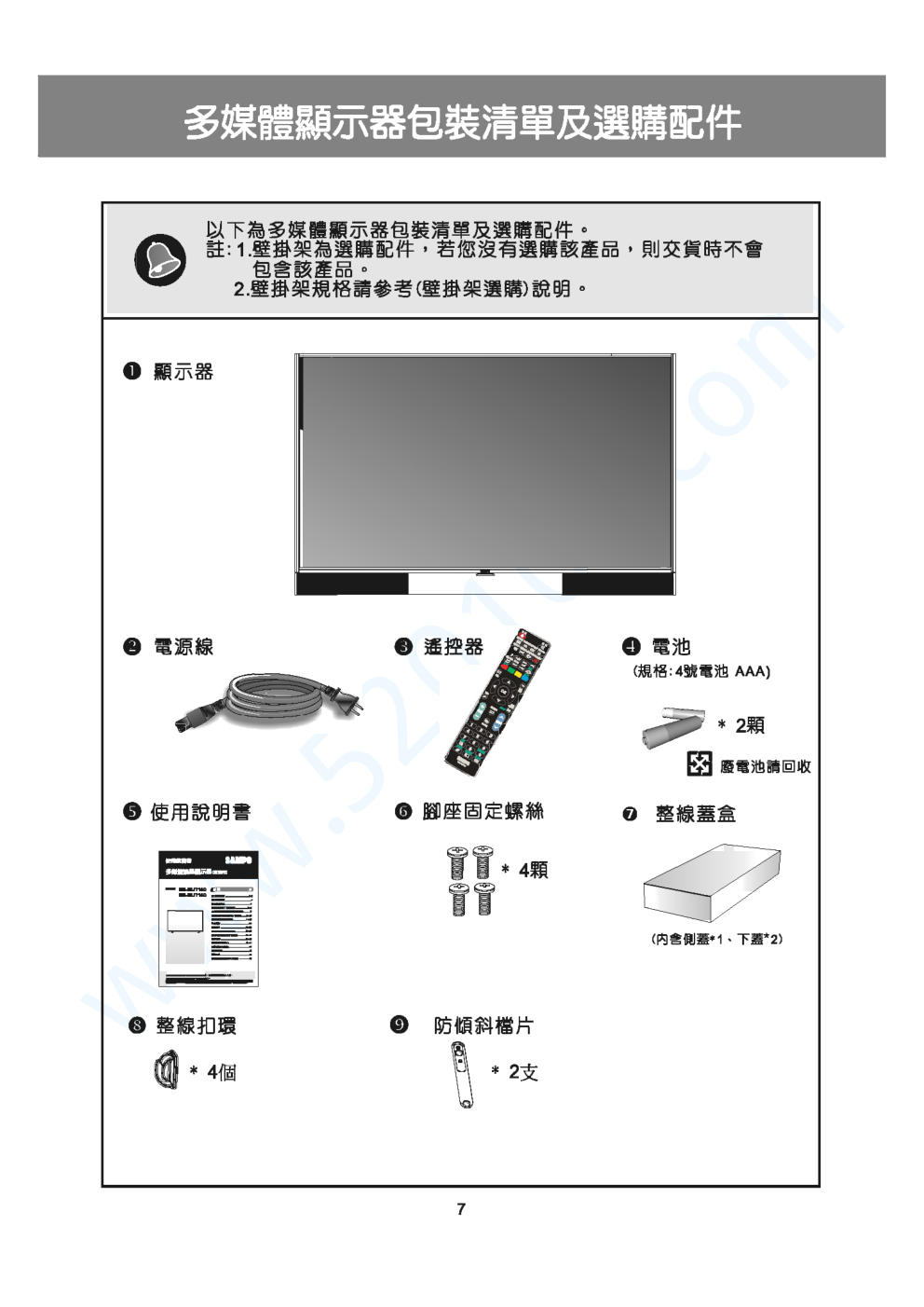 声宝EM-55UW16D液晶电视说明书-7