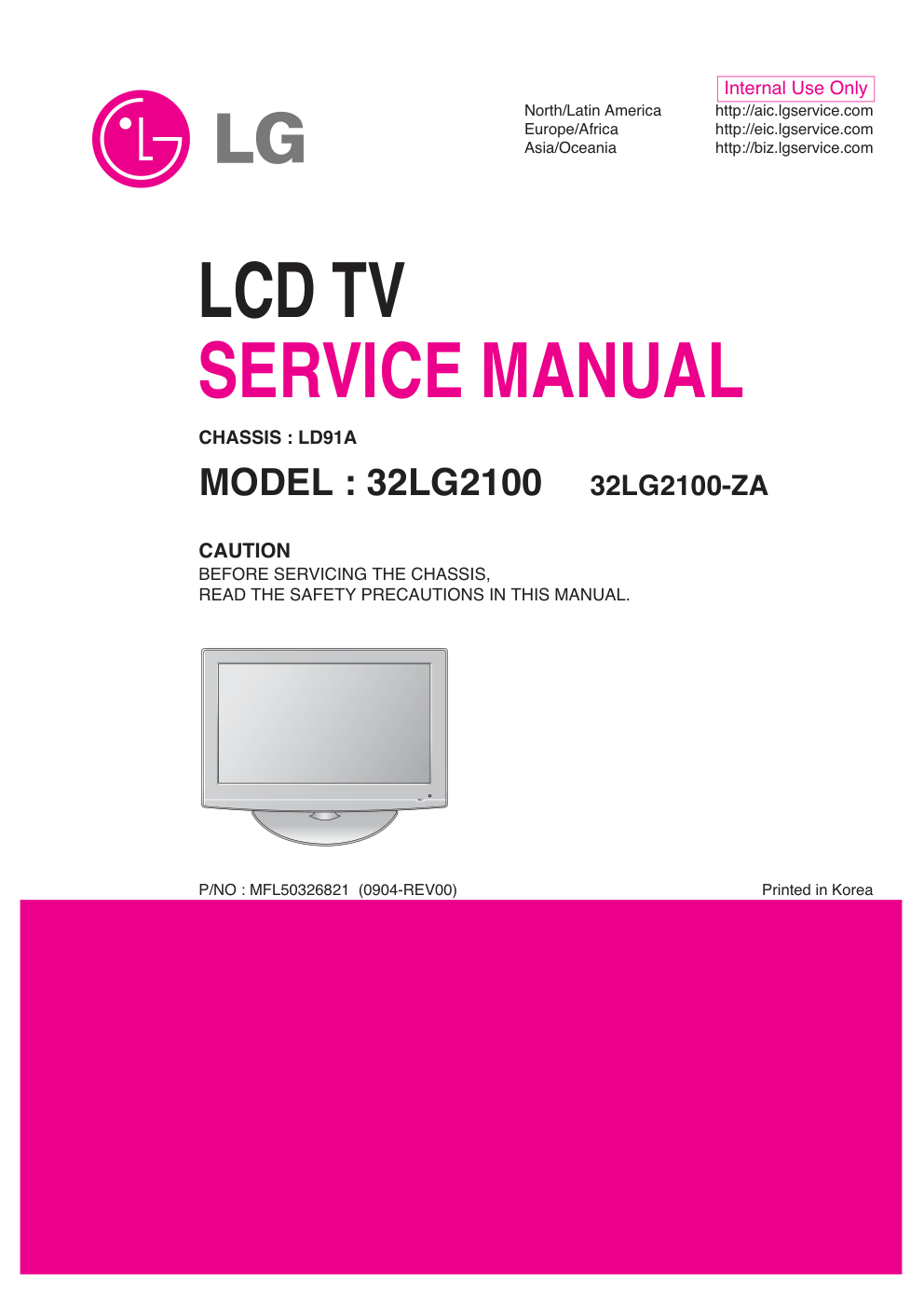 LG 32LG2100-ZA液晶电视维修手册和原理图-0