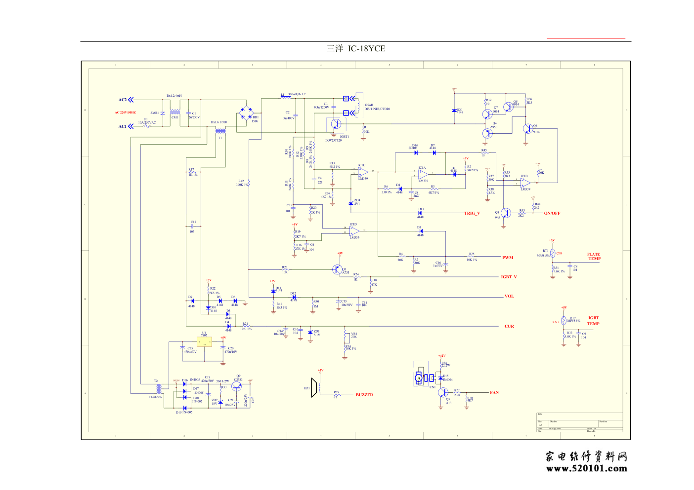 三洋电磁炉IC-18YCE主板电路图-0