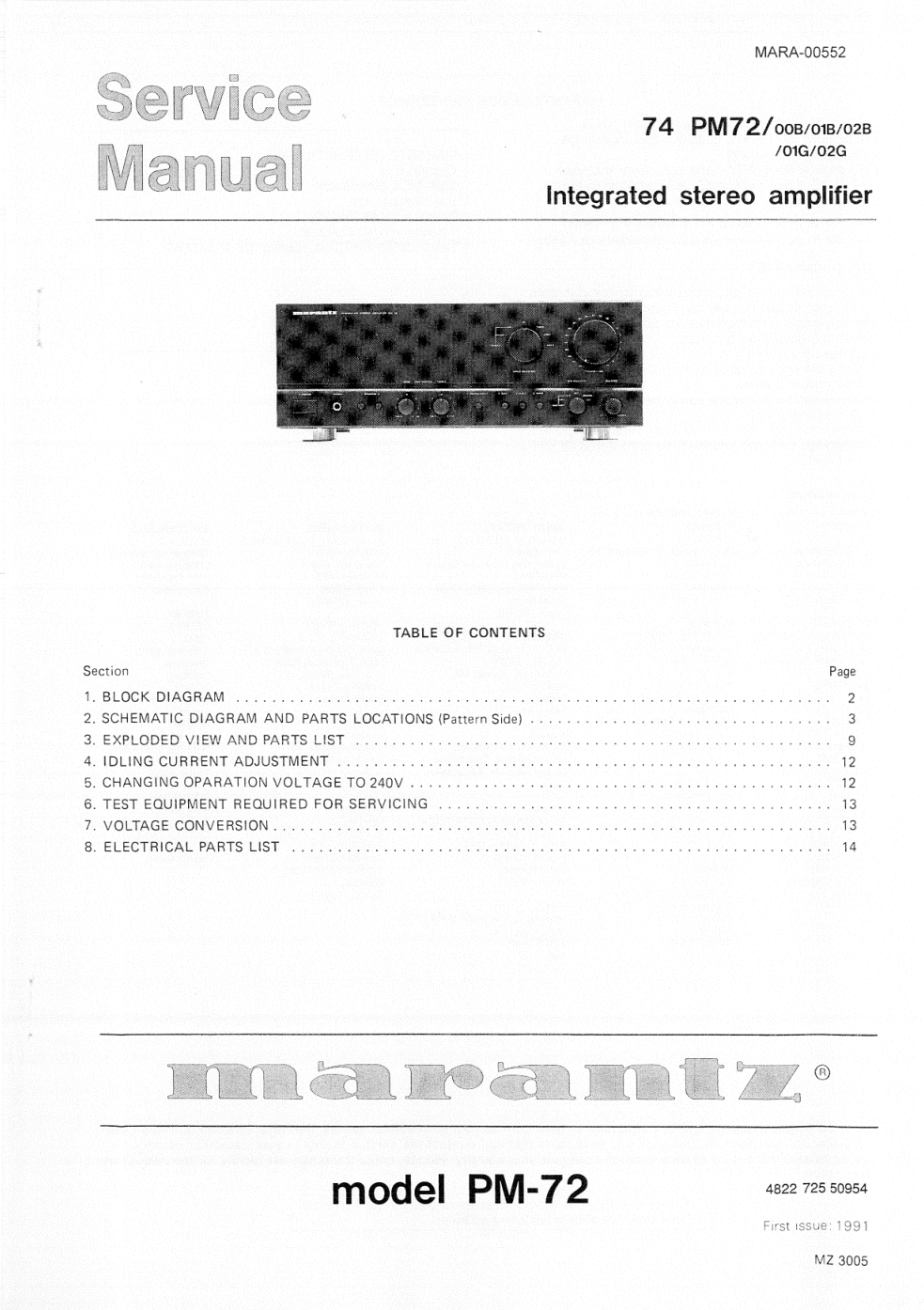 马兰士MARANTZ PM7202B音响电路图-0 马兰士MARANTZ PM7202B音响电路图-0