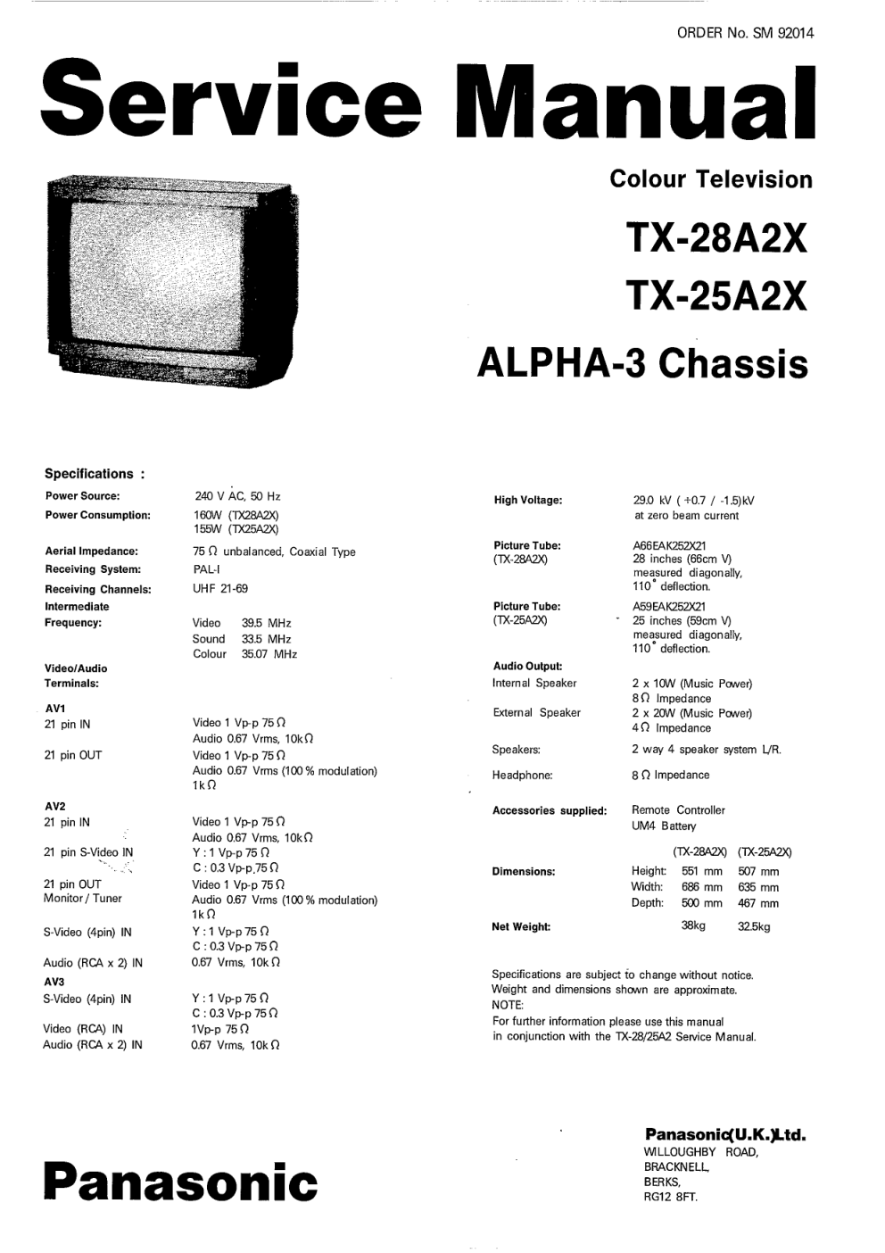松下TX-25A2X彩电电路原理图-0