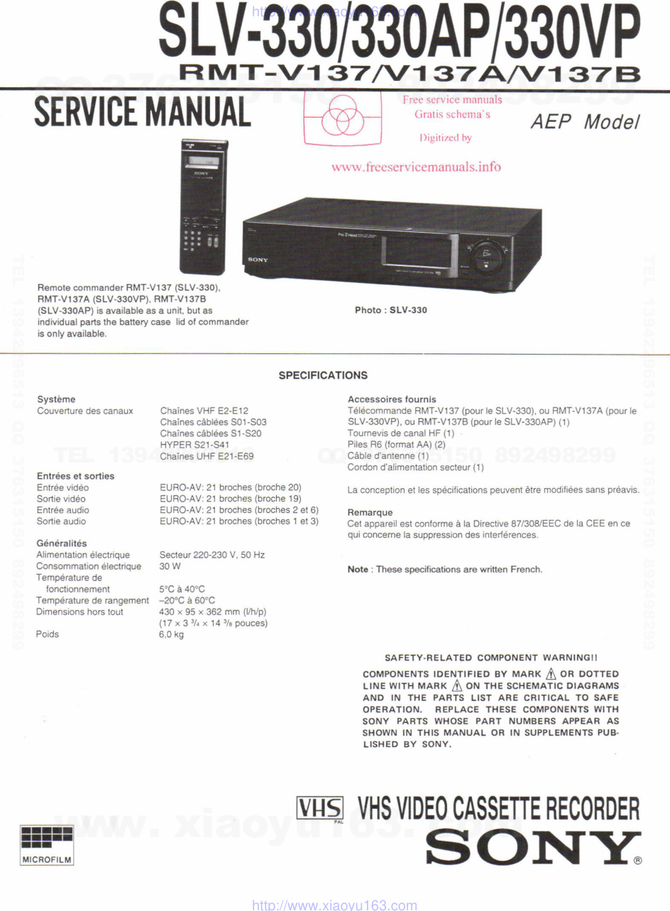 索尼SONY RMT-V137B录像机维修资料-0