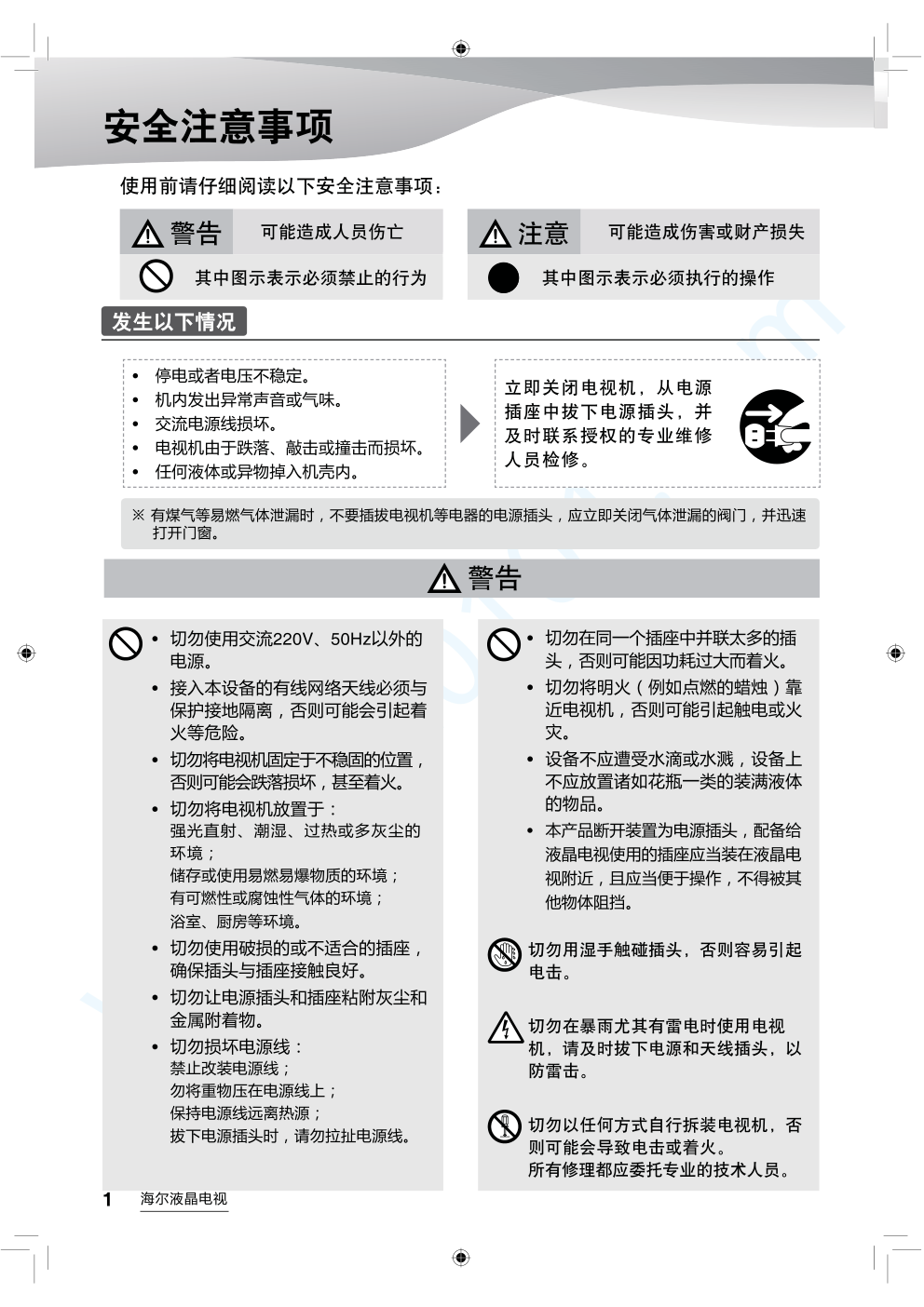 海尔LS55AL88K20液晶电视说明书-1 海尔LS55AL88K20液晶电视说明书-1