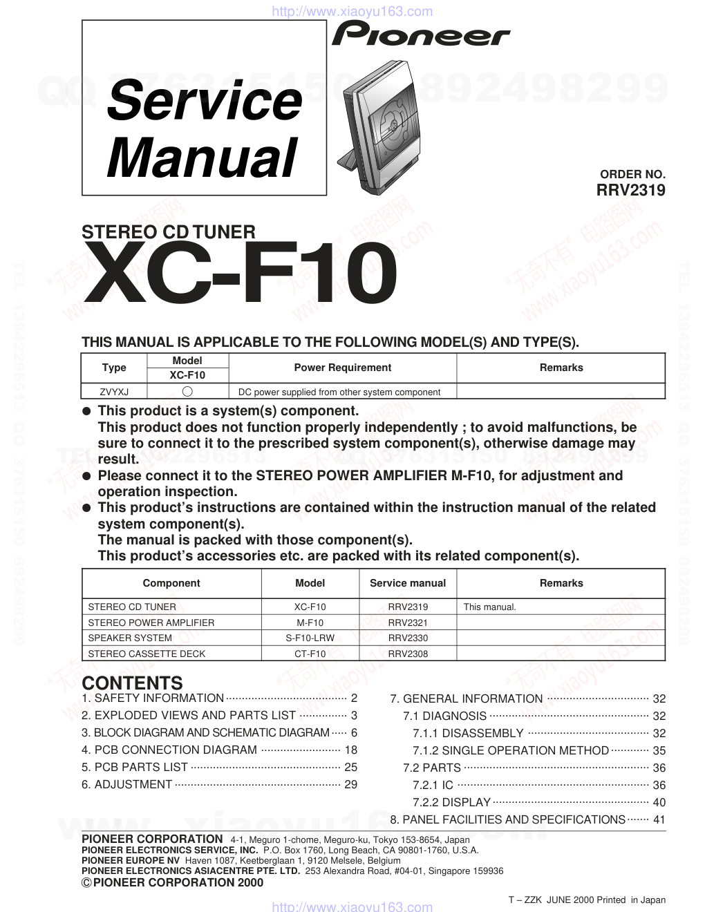 先锋PIONEER XC-F10电路图-0 先锋PIONEER XC-F10电路图-0