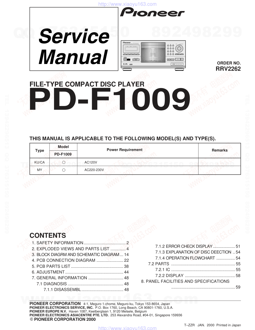先锋PIONEER PD-F1009音响电路图-0 先锋PIONEER PD-F1009音响电路图-0
