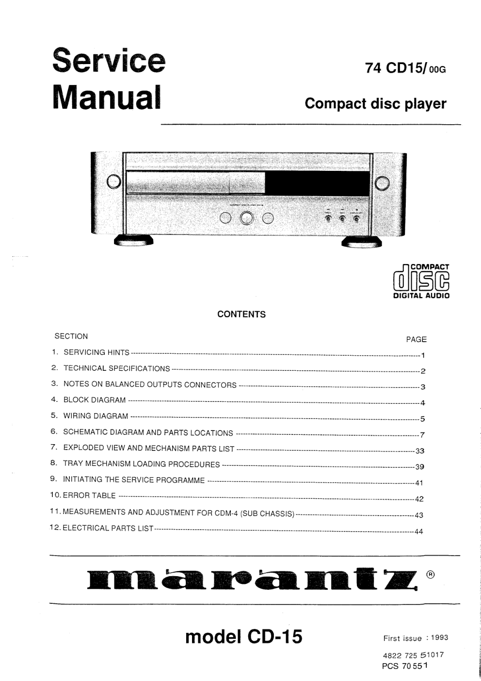 马兰士MARANTZ CD1500G音响电路图-0