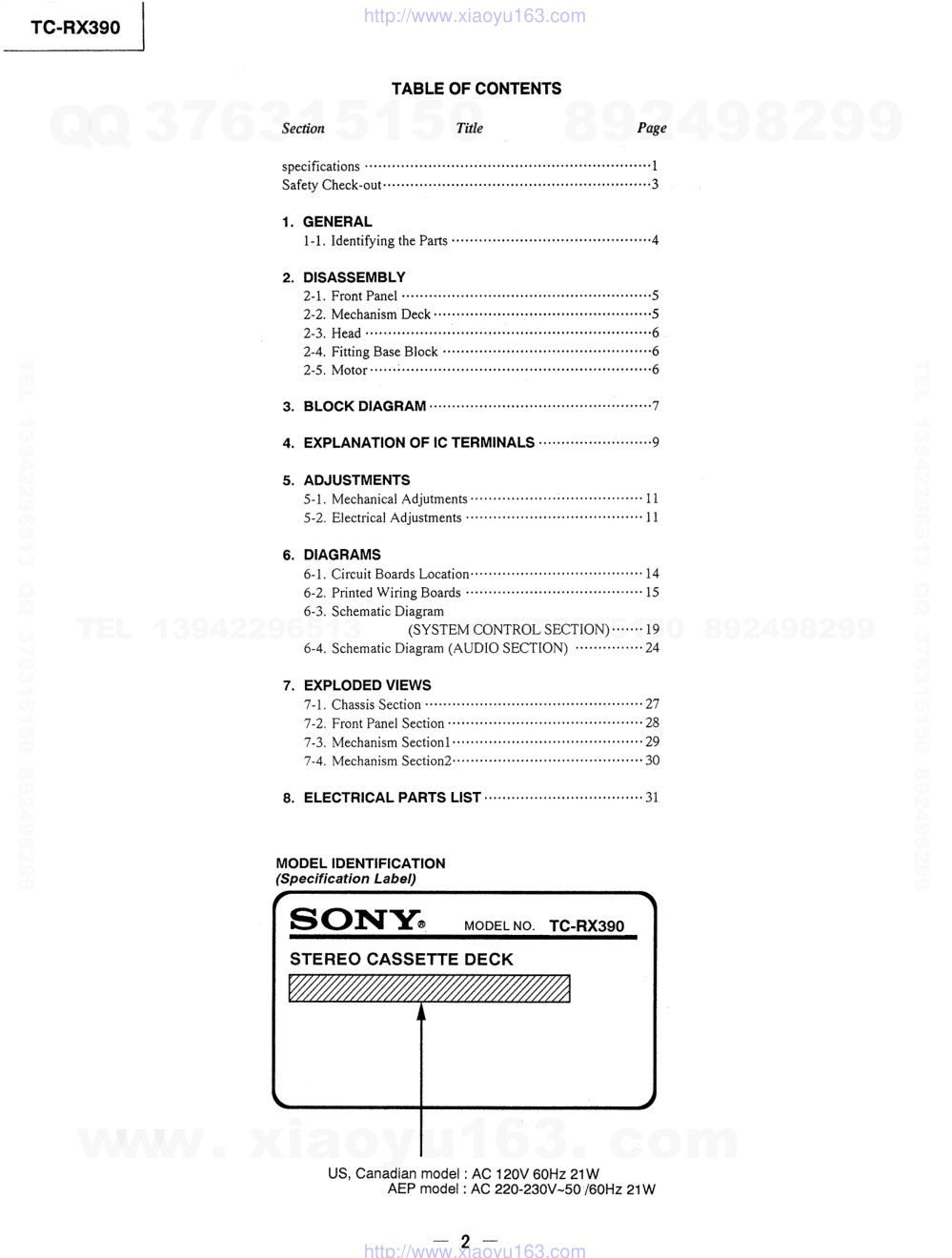 索尼SONY TC-RX390电路图-1