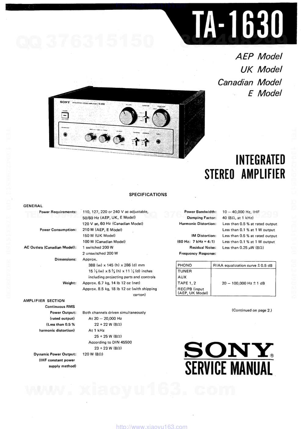 索尼SONY TA-1630音响电路原理图-0