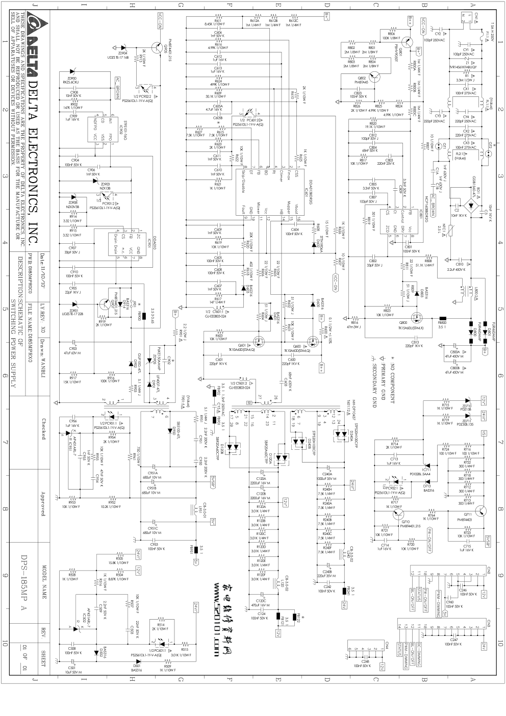 台达DPS-185MP电源板电路图-0 台达DPS-185MP电源板电路图-0