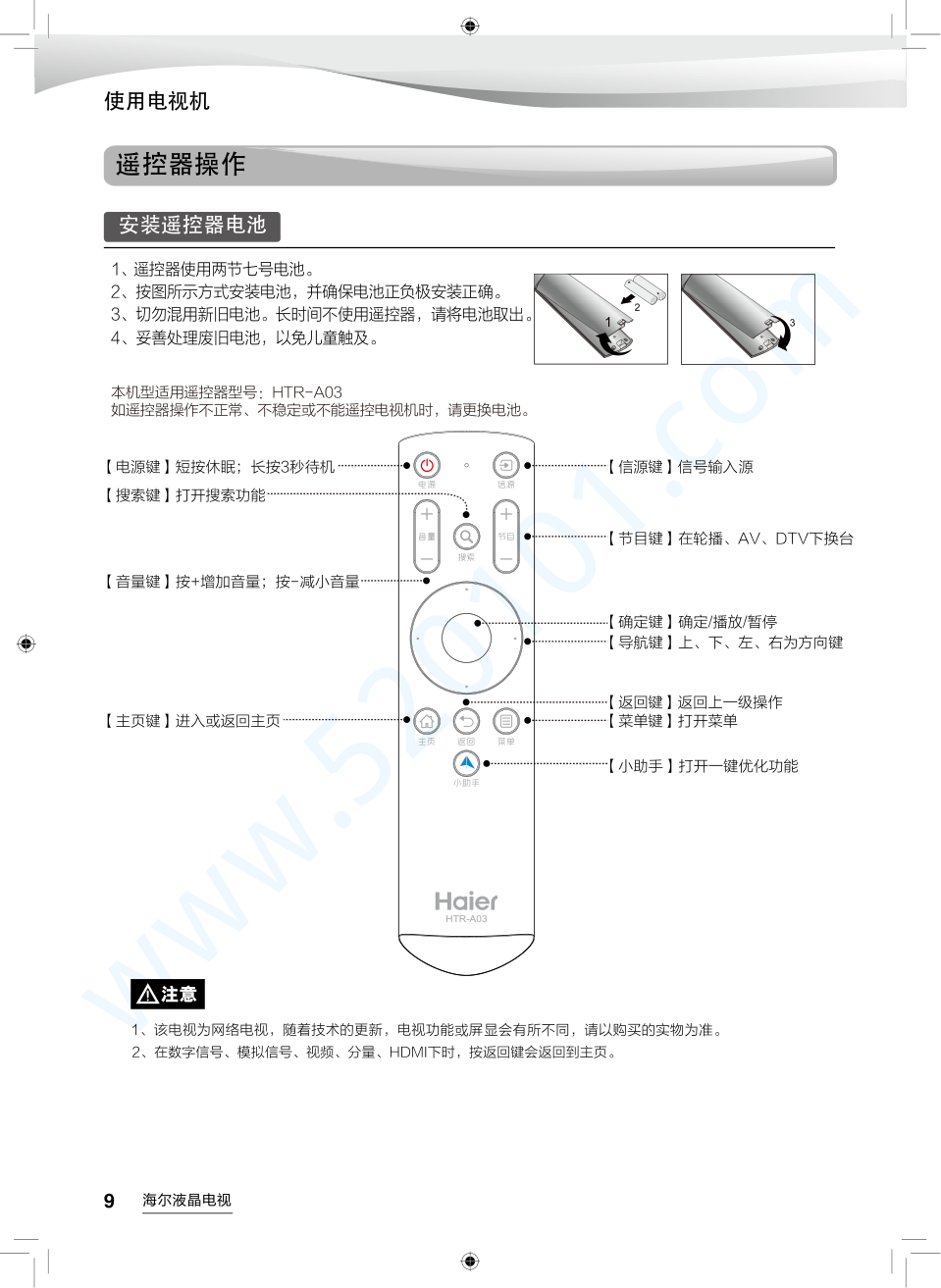 海尔LE48B510F液晶电视说明书-9