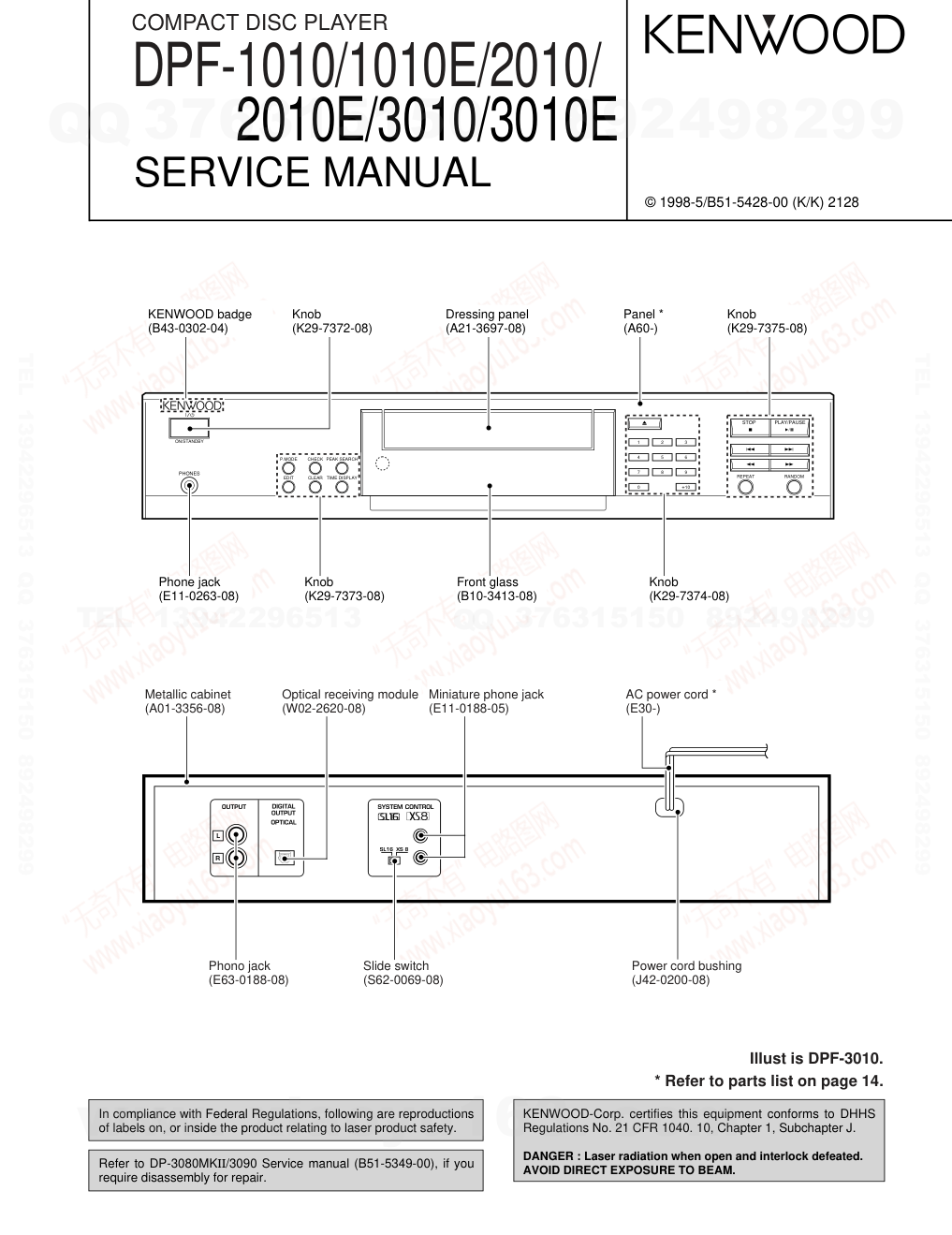 建伍KENWOOD DPF-3010 CD播放机电路图-0 建伍KENWOOD DPF-3010 CD播放机电路图-0