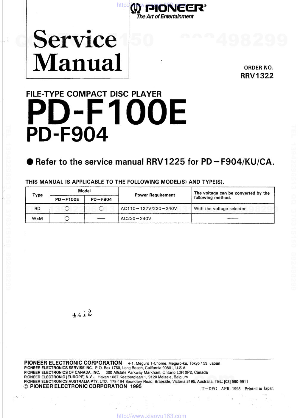 先锋PIONEER PD-F100E音响电路图-0