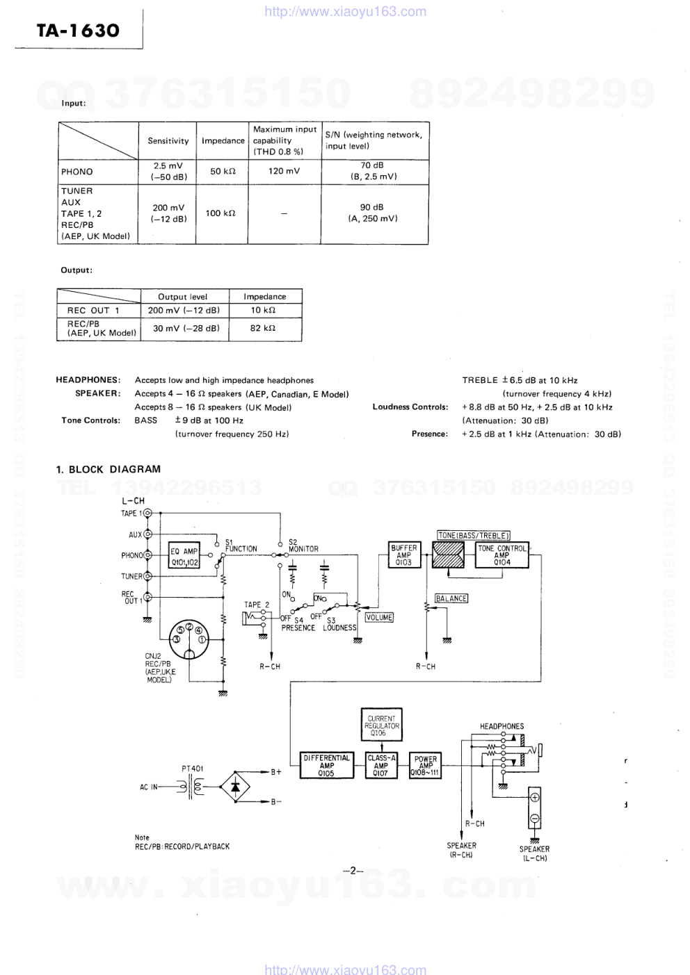 索尼SONY TA-1630音响电路原理图-1