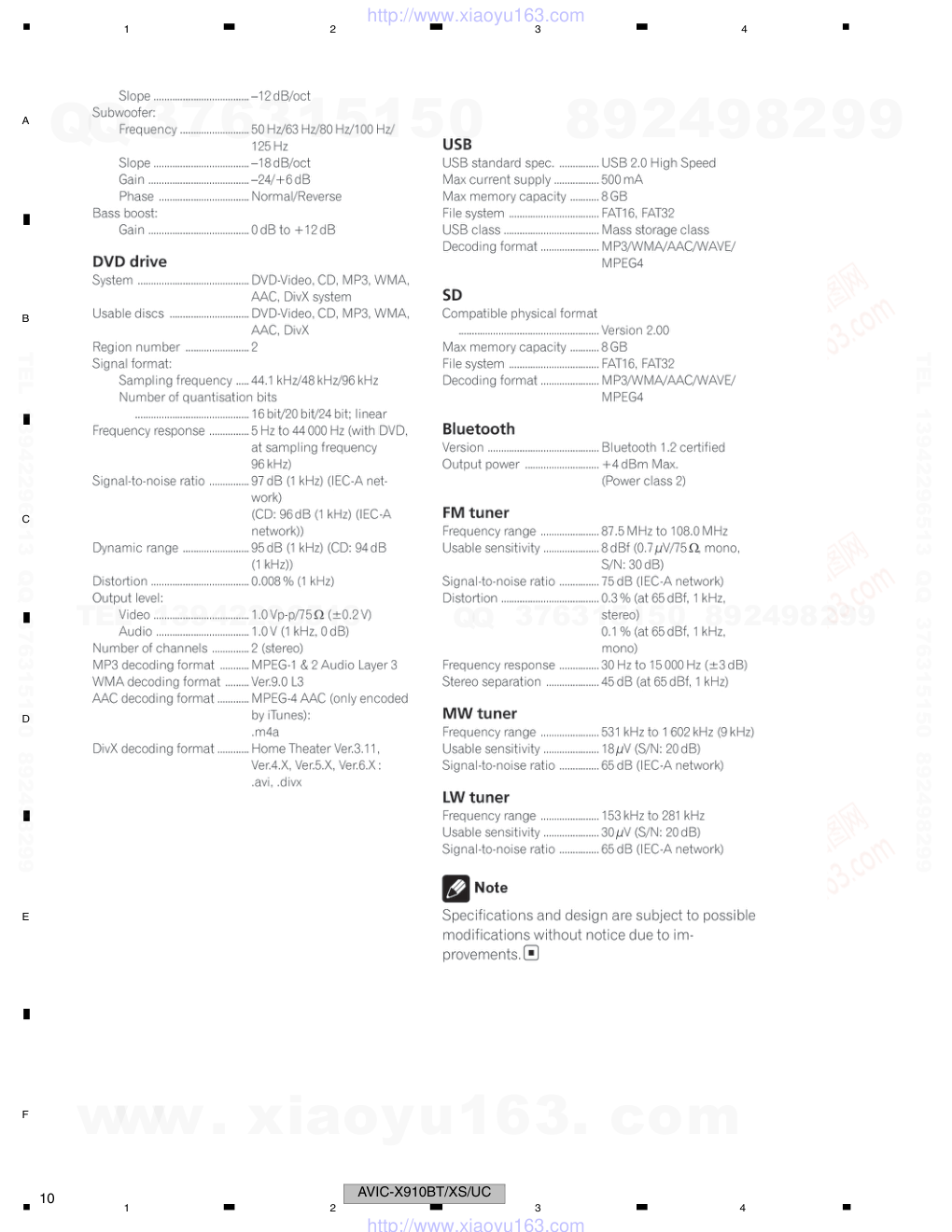 先锋PIONEER AVIC-F910BT音响电路图-9