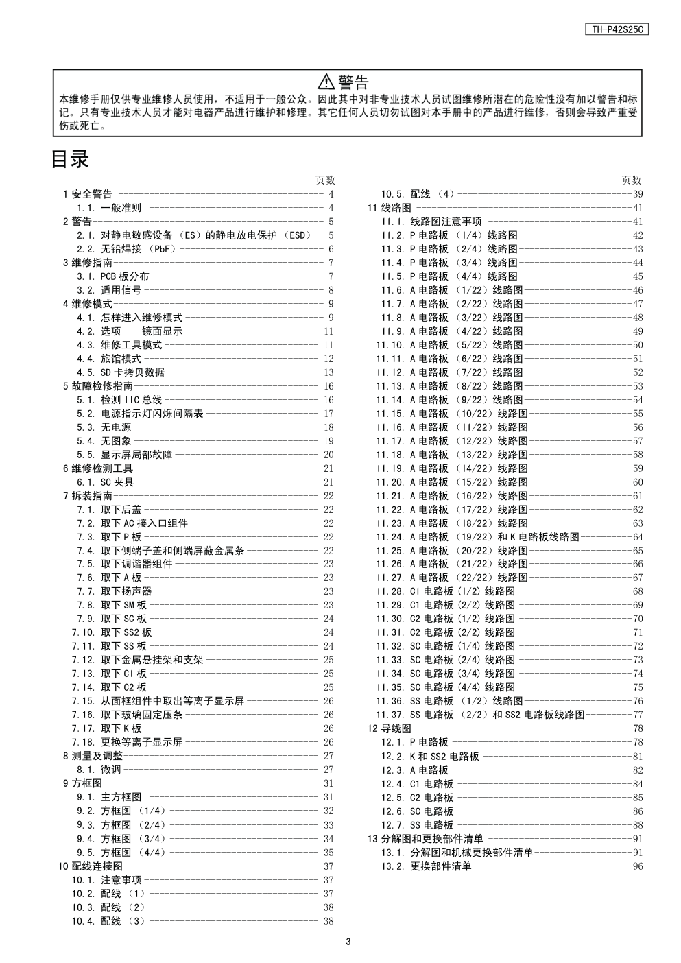 松下TH-P42S25C等离子电视维修手册和图纸-2 松下TH-P42S25C等离子电视维修手册和图纸-2
