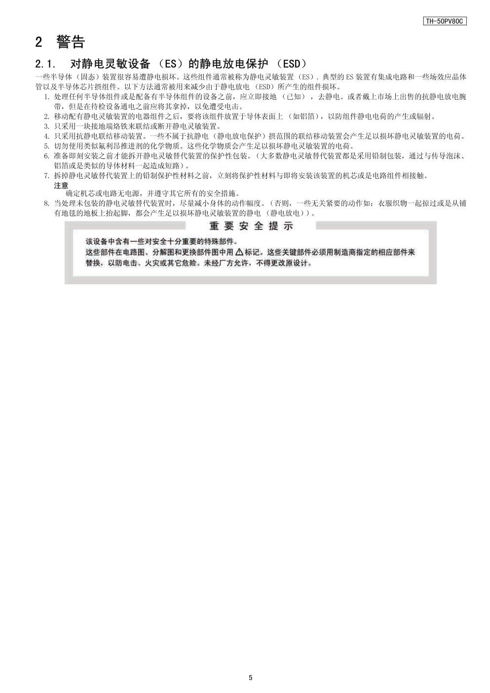 松下TH-50PV80C等离子电视维修手册-4
