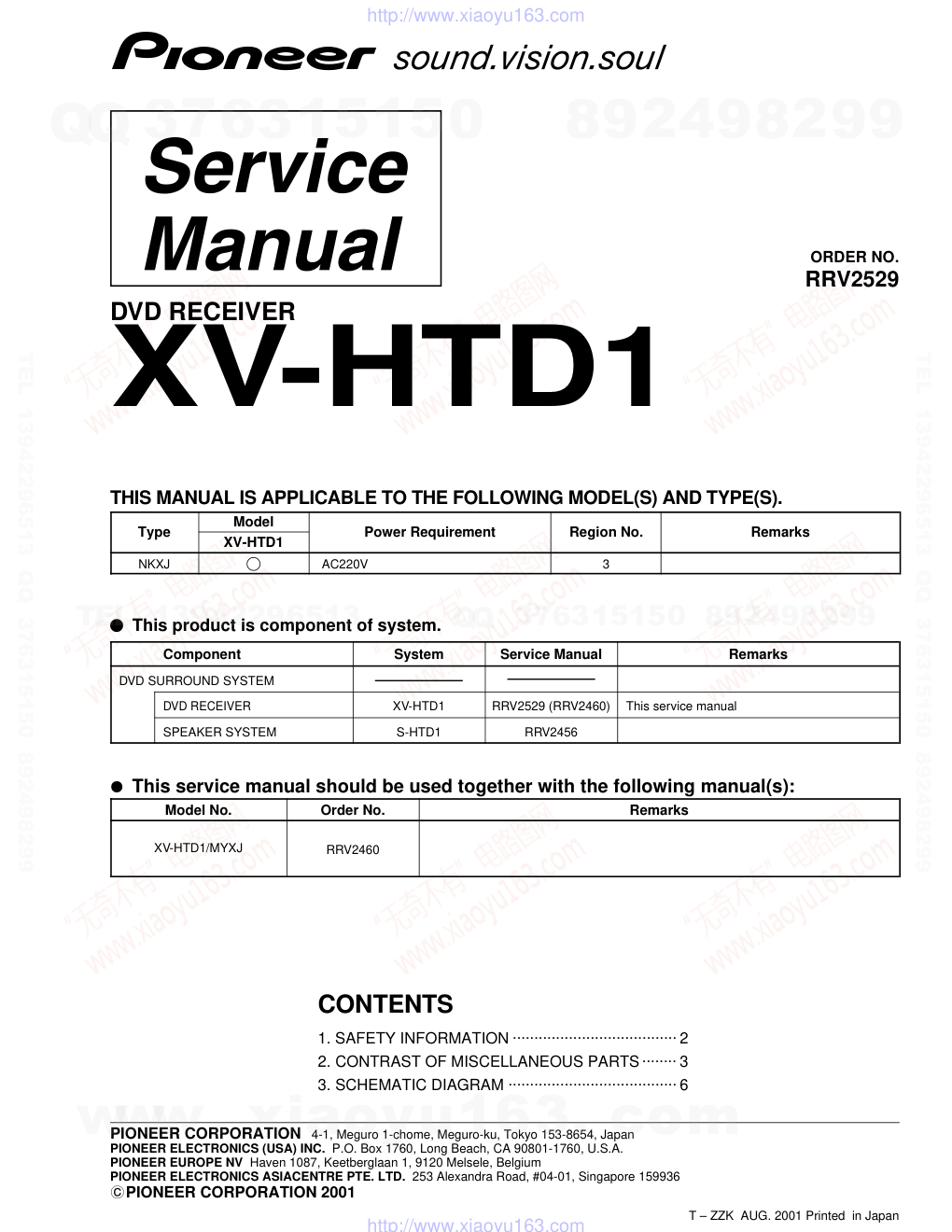 先锋PIONEER XV-HID1电路图-0 先锋PIONEER XV-HID1电路图-0