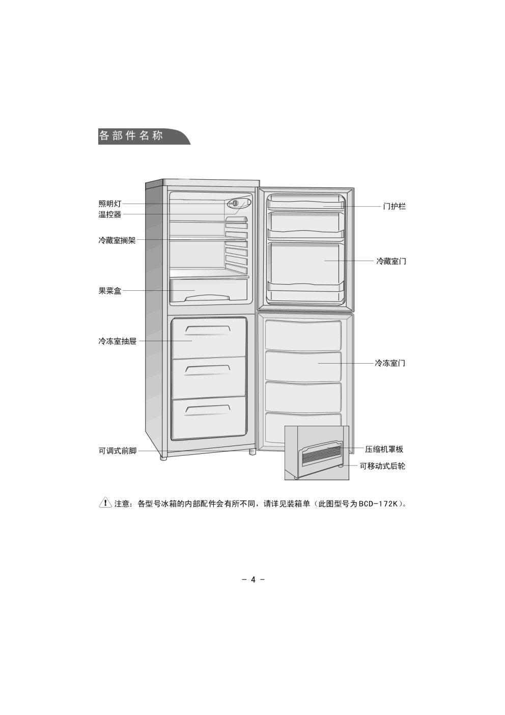 伊莱克斯电冰箱BCD-195K型使用说明书-3