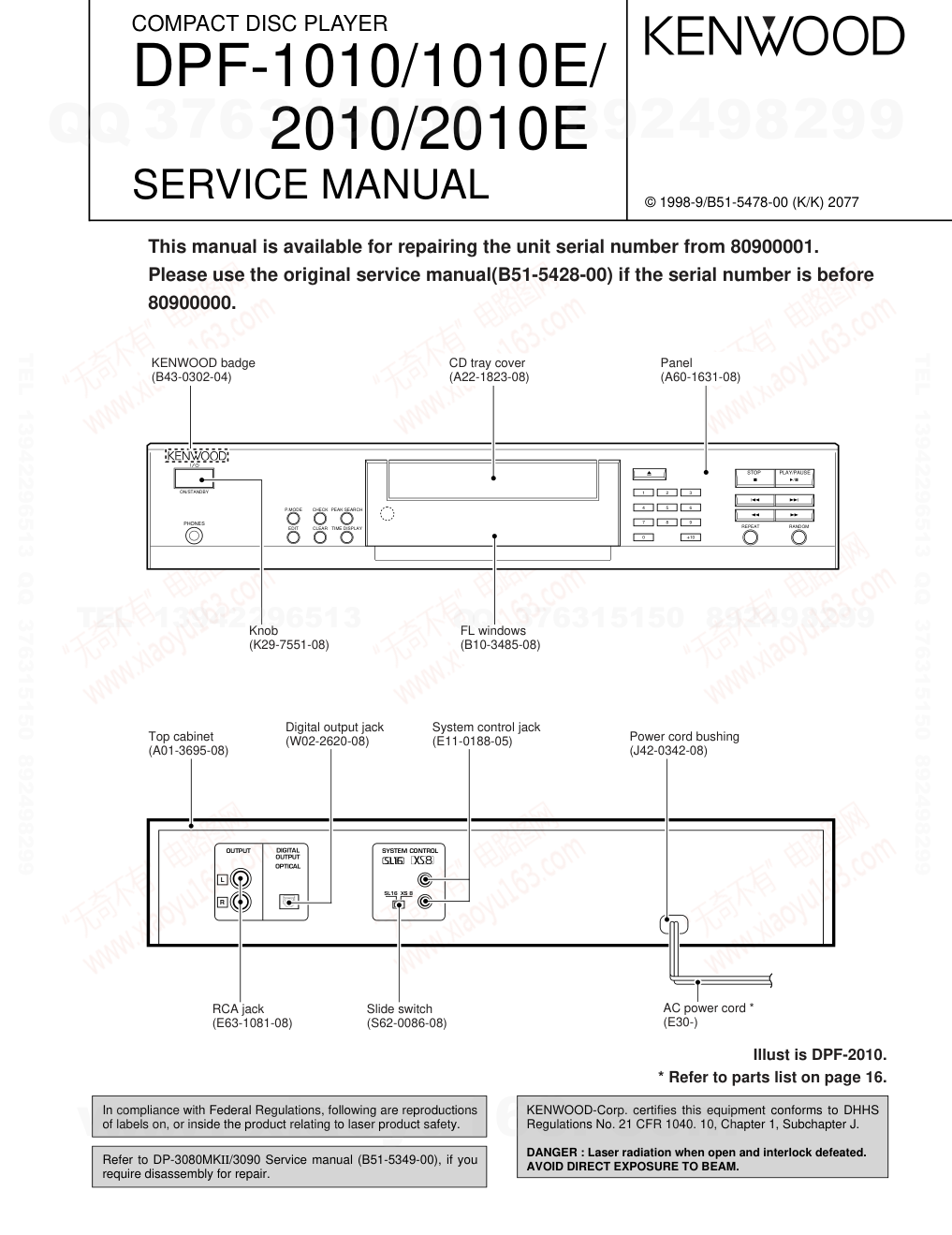 建伍KENWOOD DPF-2010E CD播放机电路图-0