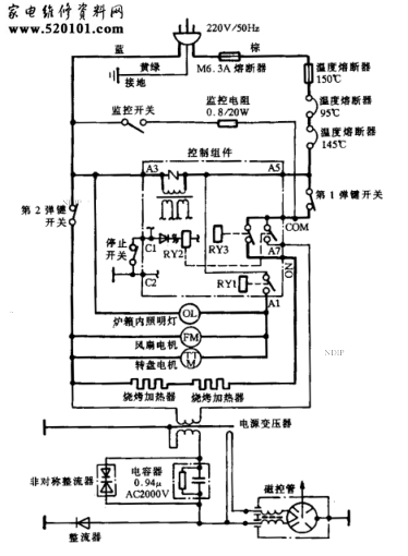 夏普R-3G54烧烤微波炉电路原理图-0 夏普R-3G54烧烤微波炉电路原理图-0