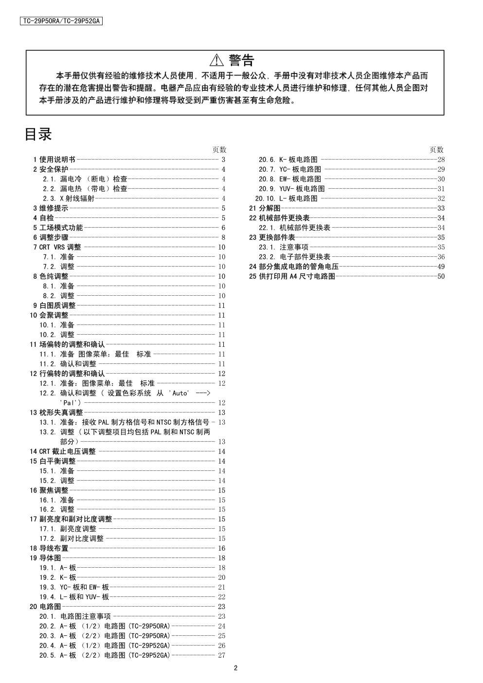 松下TC-29P52GA彩电维修手册-1