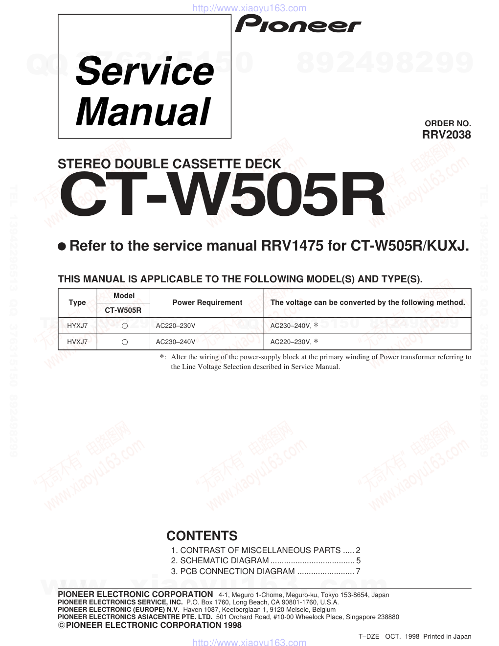 先锋PIONEER CT-W505R电路图-0