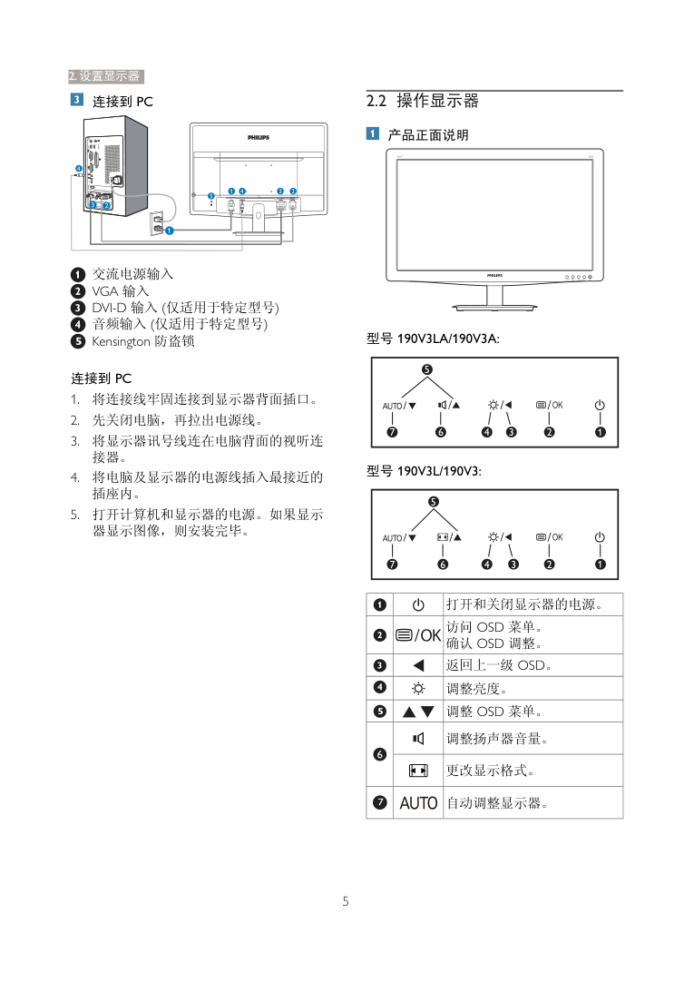 飞利浦190V3SB593液晶显示器说明书-6 飞利浦190V3SB593液晶显示器说明书-6