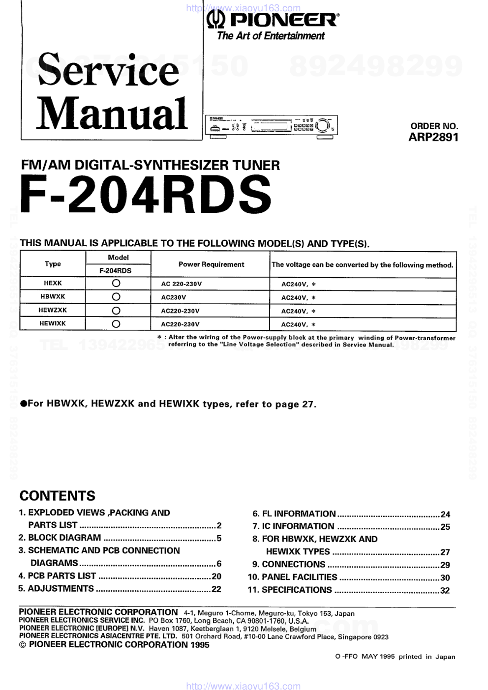 先锋PIONEER F-204RDS音响电路图-0