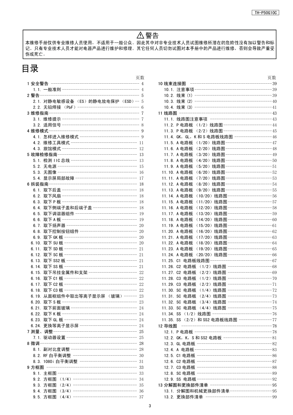 松下TH-P50G10C等离子电视(GPF12DA机芯)维修手册-2 松下TH-P50G10C等离子电视(GPF12DA机芯)维修手册-2