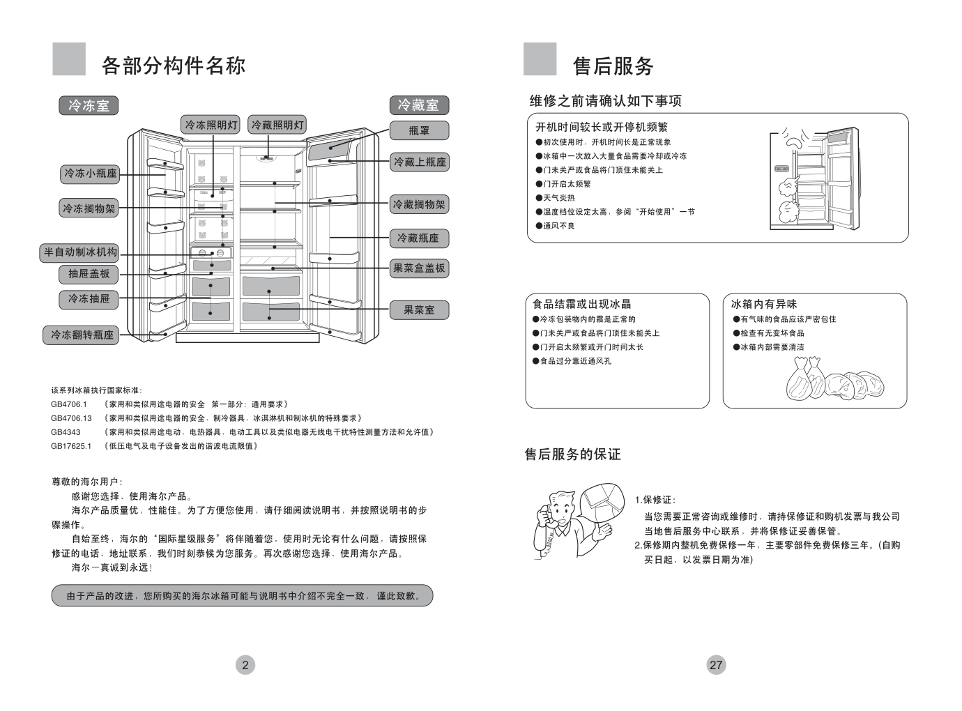 海尔冰箱BCD-539WF使用说明书-3 海尔冰箱BCD-539WF使用说明书-3