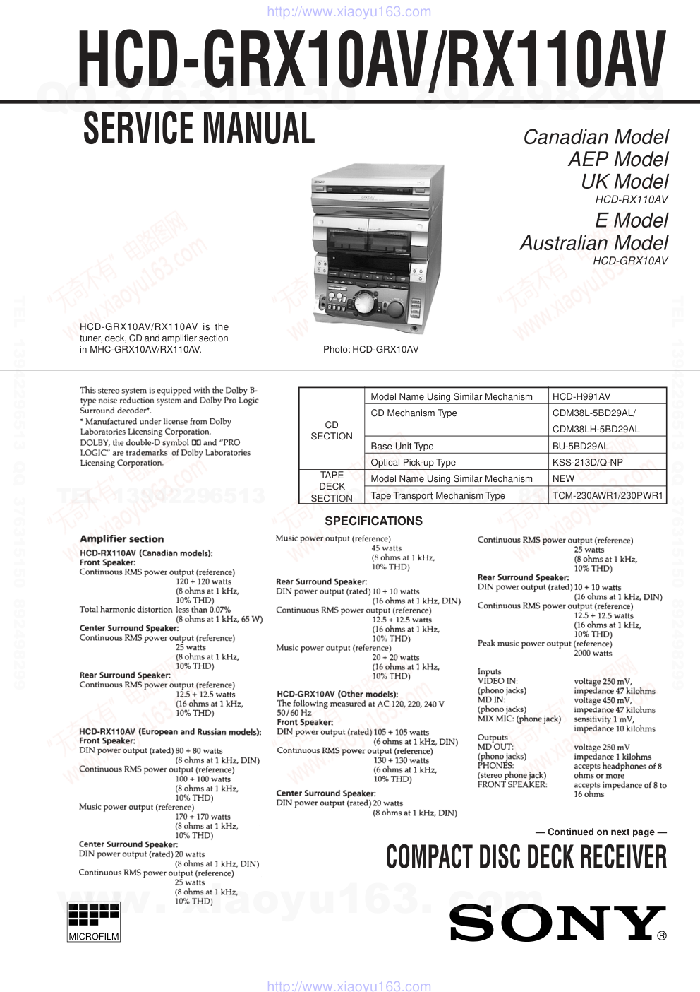 索尼SONY HCD-GRX10AV音响电路图-0 索尼SONY HCD-GRX10AV音响电路图-0
