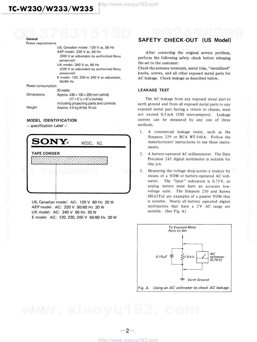 索尼SONY TC-W235电路图-1