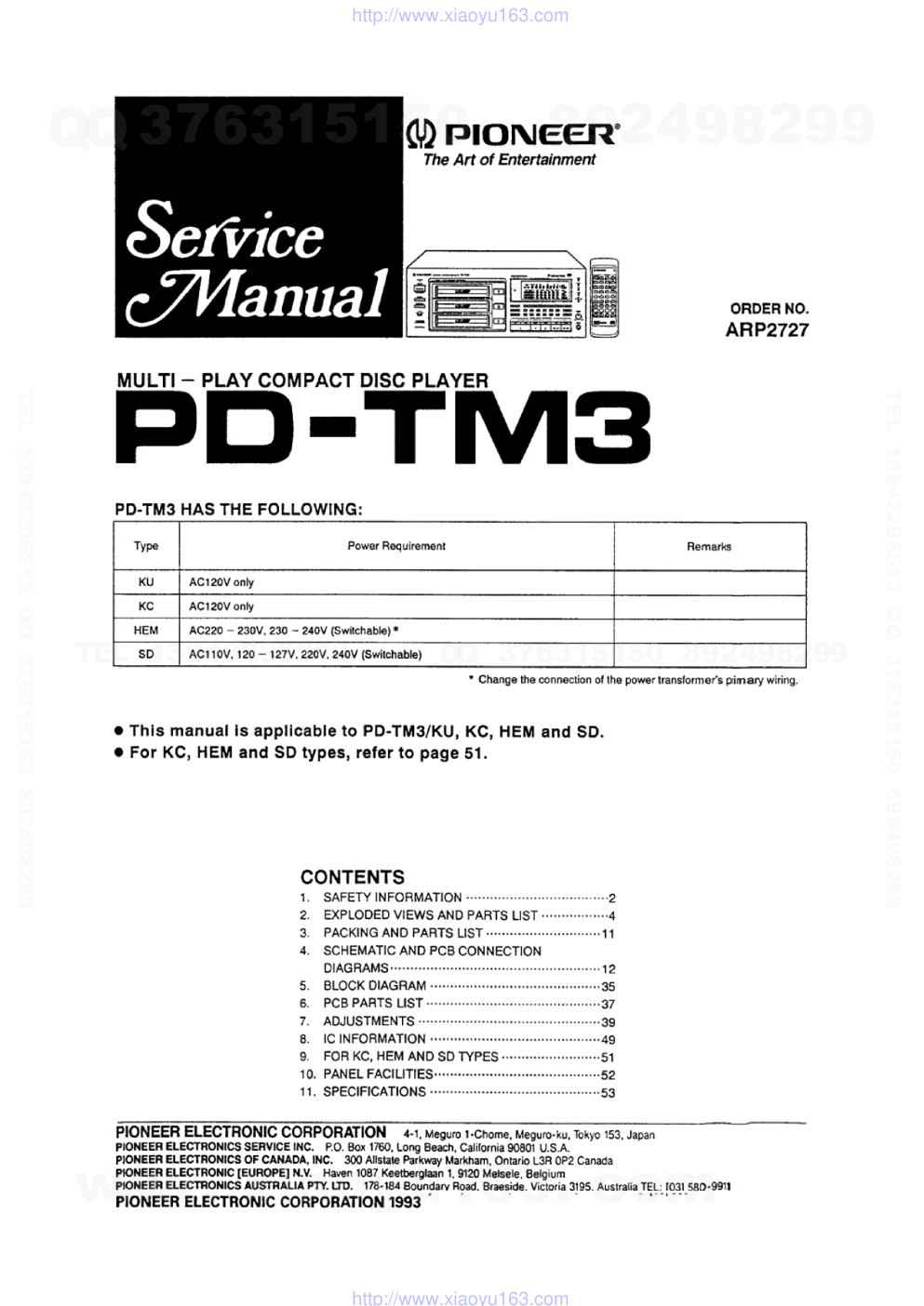 先锋PIONEER PD-TM3音响电路图-0